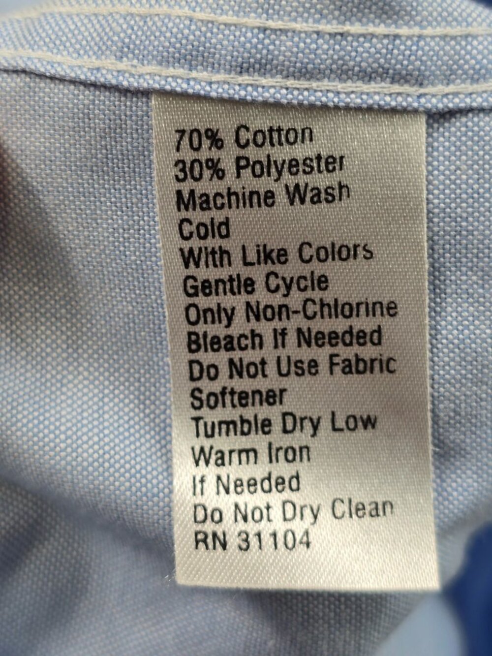 Saddlebred Mens Blue Long Sleeve Easy Care Oxford Shirt Size 17 34/35 - Picture 3 of 3